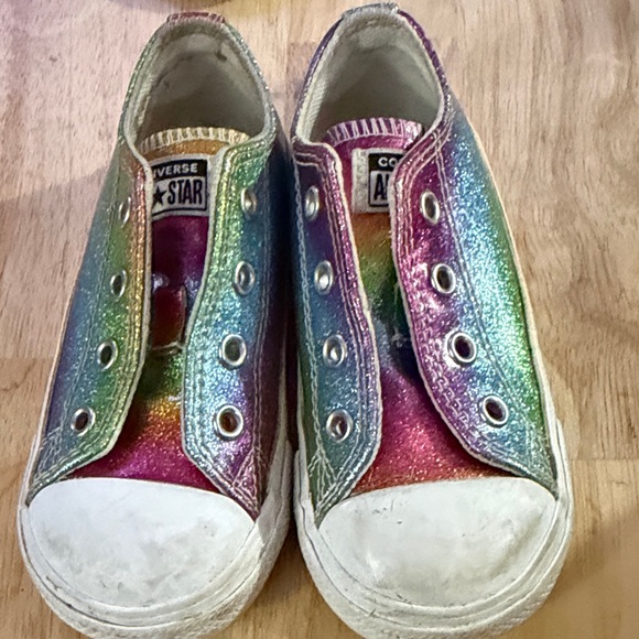 Converse Glittery Rainbow Sneakers & Sparkle Sandals Size 7 Set - Picture 2 of 14